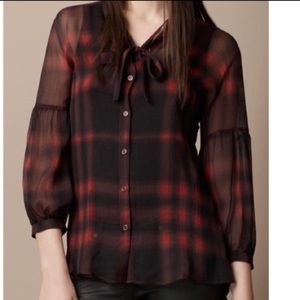 Burberry Brit Georgette Silk Blouse in Rowanberry